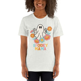 Women Halloween graphic tee spooky mama t-shirt cute ghost printed shirt Halloween flowers shirt