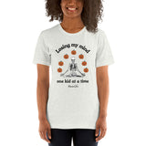 Womens Halloween graphic tee Pumpkin printed shirt Skeleton t-shirt  Halloween Momlife shirt Losing my mind one kid at a time t-shirt