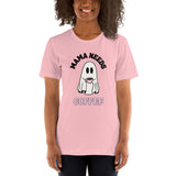 Mama needs coffee graphic tee Womens Halloween printed shirt Momlife t-shirt Cute ghost shirt
