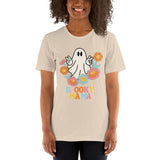 Women Halloween graphic tee spooky mama t-shirt cute ghost printed shirt Halloween flowers shirt