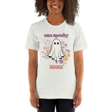 Womens Halloween graphic tee One Spooky Mama t-shirt Cute ghost shirt Halloween mama t-shirt Flowers printed shirt